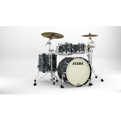 TAMA Starclassic Maple 4-piece shell pack with 22" bass drum, Chrome Shell Hardware CHARCOAL SWIRL