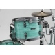 TAMA Starclassic Maple 3-piece shell pack with 22" bass drum, Smoked Black Nickel Shell Hardware SURF GREEN SILK