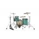 TAMA Starclassic Maple 3-piece shell pack with 22" bass drum, Smoked Black Nickel Shell Hardware SURF GREEN SILK