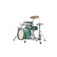 TAMA Starclassic Maple 3-piece shell pack with 22" bass drum, Smoked Black Nickel Shell Hardware SURF GREEN SILK