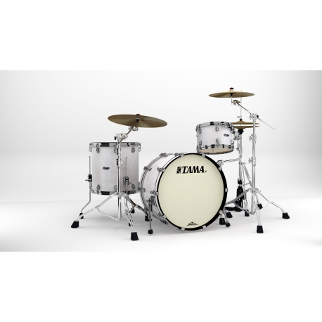TAMA Starclassic Maple 3-piece shell pack with 22" bass drum, Black Nickel Shell Hardware SNOW WHITE PEARL