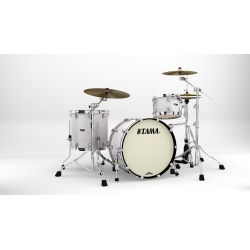 TAMA Starclassic Maple 3-piece shell pack with 22" bass drum, Chrome Shell Hardware SNOW WHITE PEARL