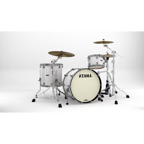TAMA Starclassic Maple 3-piece shell pack with 22" bass drum, Smoked Black Nickel Shell Hardware SNOW WHITE PEARL