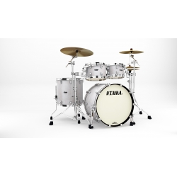 TAMA Starclassic Maple 4-piece shell pack with 22" bass drum, Chrome Shell Hardware SNOW WHITE PEARL