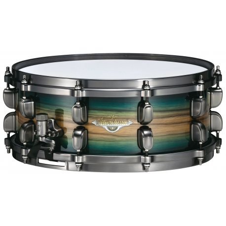 TAMA Starclassic Maple 14"x5.5" Snare Drum, Smoked Black Nickel Shell Hardware EMERALD PACIFIC WALNUT BURST
