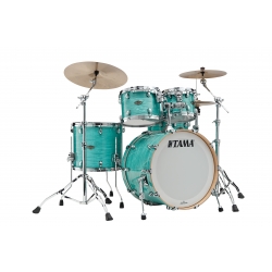 TAMA Starclassic Walnut/Birch 4-piece shell pack with 22" bass drum SURF GREEN SILK