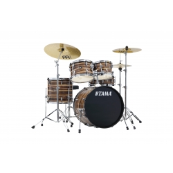 TAMA Imperialstar 6-piece complete kit with 22" bass drum & Meinl HCS Bronze cymbals COFFEE TEAK WRAP