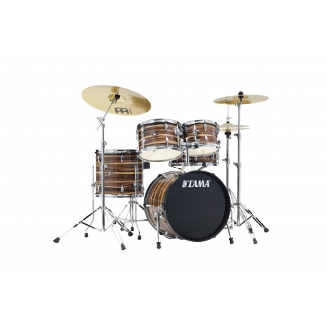TAMA Imperialstar 5-piece complete kit with 20" bass drum & Meinl HCS Bronze cymbals COFFEE TEAK WRAP