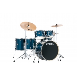 TAMA Imperialstar 5-piece complete kit with 20" bass drum & Meinl HCS Bronze cymbals HAIRLINE BLUE