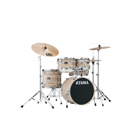 TAMA Imperialstar 5-piece complete kit with 18" bass drum & Meinl HCS Bronze cymbals NATURAL ZEBRAWOOD WRAP