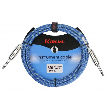 CABLE GUITARE KIRLIN 3M JACK JACK BLEU