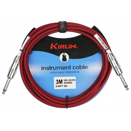 CABLE GUITARE KIRLIN 3M JACK JACK ROUGE