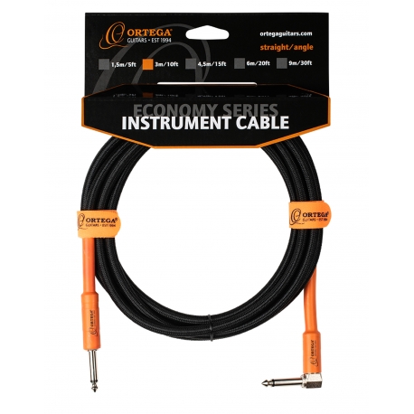 CABLE GUITARE ORTEGA 3M JACK JACK COUDE